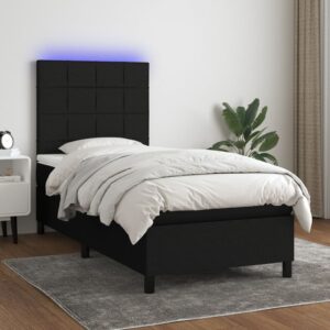 Κρεβάτι Boxspring με Στρώμα & LED Μαύρο 80x200 εκ. Υφασμάτινο