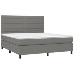 Κρεβάτι Boxspring με Στρώμα & LED Σκ.Γκρι 160x200 εκ Υφασμάτινο