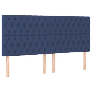 Κρεβάτι Boxspring με Στρώμα & LED Μπλε 200x200 εκ. Υφασμάτινο