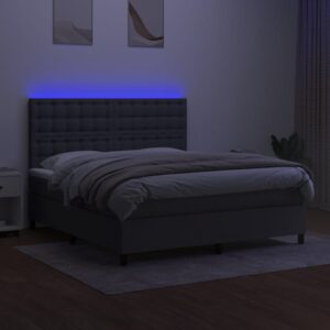 Κρεβάτι Boxspring με Στρώμα & LED Σκ.Γκρι 160x200 εκ Υφασμάτινο