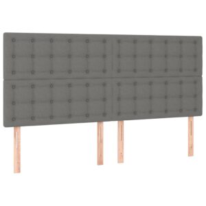 Κρεβάτι Boxspring με Στρώμα & LED Σκ.Γκρι 160x200 εκ Υφασμάτινο