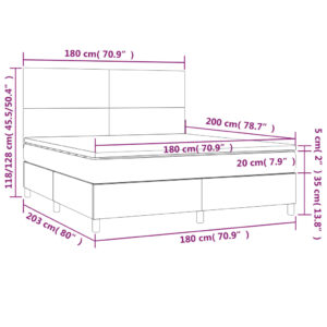 Κρεβάτι Boxspring με Στρώμα & LED Πράσινο 180x200 εκ Υφασμάτινο