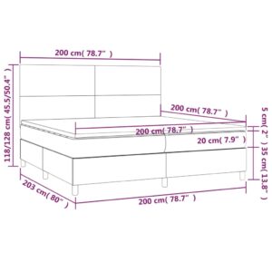 Κρεβάτι Boxspring με Στρώμα & LED Πράσινο 200x200 εκ Υφασμάτινο