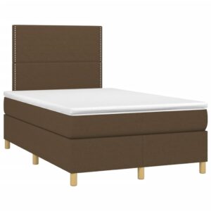 Κρεβάτι Boxspring με Στρώμα & LED Σκ.Καφέ 120x200 εκ Υφασμάτινο