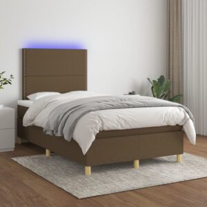 Κρεβάτι Boxspring με Στρώμα & LED Σκ.Καφέ 120x200 εκ Υφασμάτινο