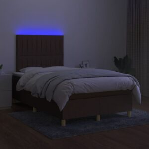 Κρεβάτι Boxspring με Στρώμα & LED Σκ.Καφέ 120x200 εκ Υφασμάτινο