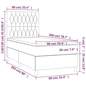 Κρεβάτι Boxspring με Στρώμα & LED Πράσινο 90x200 εκ. Υφασμάτινο