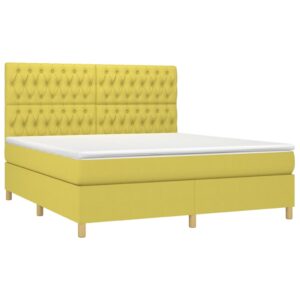 Κρεβάτι Boxspring με Στρώμα & LED Πράσινο 180x200 εκ Υφασμάτινο