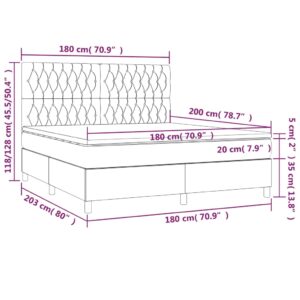 Κρεβάτι Boxspring με Στρώμα & LED Πράσινο 180x200 εκ Υφασμάτινο