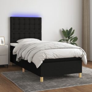 Κρεβάτι Boxspring με Στρώμα & LED Μαύρο 80x200 εκ. Υφασμάτινο