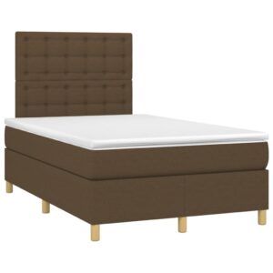 Κρεβάτι Boxspring με Στρώμα & LED Σκ.Καφέ 120x200 εκ Υφασμάτινο