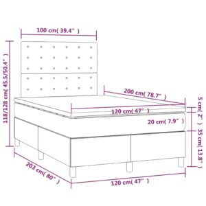 Κρεβάτι Boxspring με Στρώμα & LED Σκ.Καφέ 120x200 εκ Υφασμάτινο