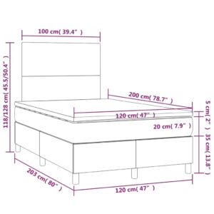 Κρεβάτι Boxspring Στρώμα&LED Καπουτσίνο 120x200 εκ. Συνθ. Δέρμα