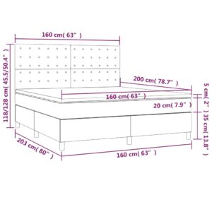 Κρεβάτι Boxspring με Στρώμα & LED Καφέ 160x200 εκ. Συνθ. Δέρμα