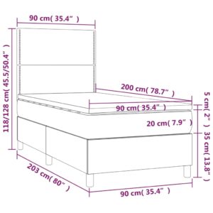 Κρεβάτι Boxspring με Στρώμα & LED Σκ. Μπλε 90x200 εκ. Βελούδινο