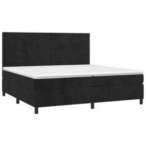 Κρεβάτι Boxspring με Στρώμα & LED Μαύρο 200x200 εκ. Βελούδινο