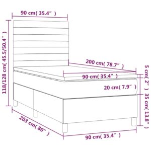 Κρεβάτι Boxspring με Στρώμα & LED Σκ. Μπλε 90x200 εκ. Βελούδινο