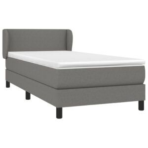 Κρεβάτι Boxspring με Στρώμα Σκούρο Γκρι 80x200 εκ. Υφασμάτινο