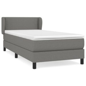 Κρεβάτι Boxspring με Στρώμα Σκούρο Γκρι 80x200 εκ. Υφασμάτινο