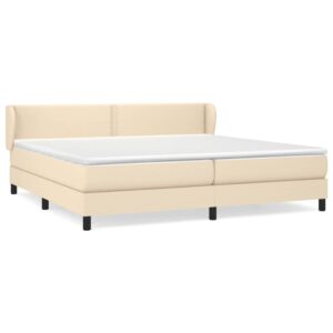 Κρεβάτι Boxspring με Στρώμα Κρεμ 200x200 εκ. Υφασμάτινο