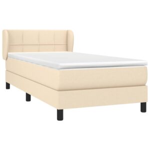 Κρεβάτι Boxspring με Στρώμα Κρεμ 80 x 200 εκ. Υφασμάτινο