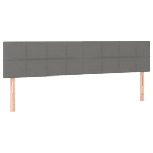 Κρεβάτι Boxspring με Στρώμα Σκούρο Γκρι 200x200 εκ. Υφασμάτινο