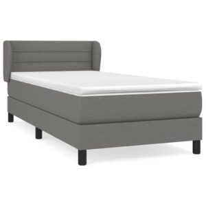 Κρεβάτι Boxspring με Στρώμα Σκούρο Γκρι 80x200 εκ. Υφασμάτινο