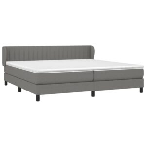 Κρεβάτι Boxspring με Στρώμα Σκούρο Γκρι 200x200 εκ. Υφασμάτινο