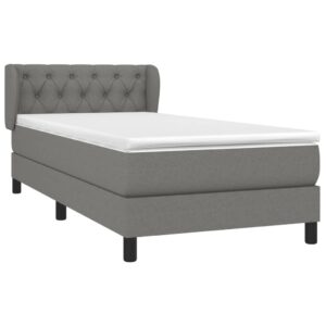 Κρεβάτι Boxspring με Στρώμα Σκούρο Γκρι 80x200 εκ. Υφασμάτινο