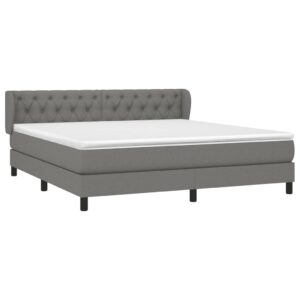 Κρεβάτι Boxspring με Στρώμα Σκούρο Γκρι 160x200 εκ Υφασμάτινο