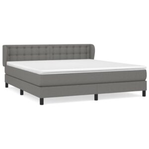 Κρεβάτι Boxspring με Στρώμα Σκούρο Γκρι 160x200 εκ Υφασμάτινο