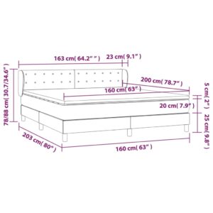 Κρεβάτι Boxspring με Στρώμα Σκούρο Γκρι 160x200 εκ Υφασμάτινο