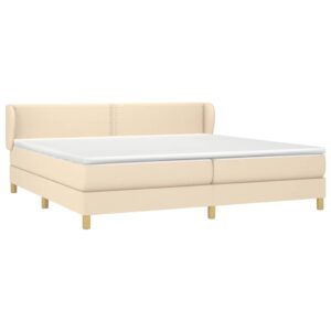 Κρεβάτι Boxspring με Στρώμα Κρεμ 200x200 εκ. Υφασμάτινο