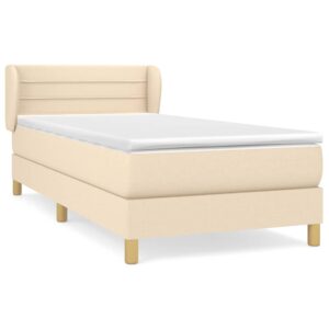 Κρεβάτι Boxspring με Στρώμα Κρεμ 80 x 200 εκ. Υφασμάτινο