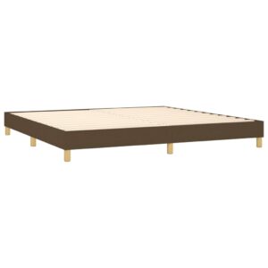 Κρεβάτι Boxspring με Στρώμα Σκούρο Καφέ 200x200 εκ. Υφασμάτινο