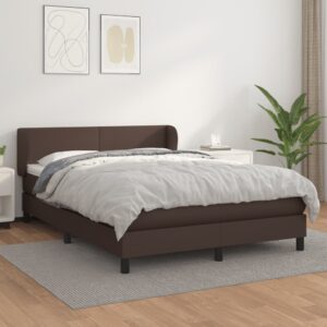 Κρεβάτι Boxspring με Στρώμα Καφέ 140x200εκ. από Συνθετικό Δέρμα