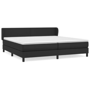 Κρεβάτι Boxspring με Στρώμα Μαύρο 200x200 εκ. Συνθετικό Δέρμα