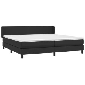 Κρεβάτι Boxspring με Στρώμα Μαύρο 200x200 εκ. Συνθετικό Δέρμα