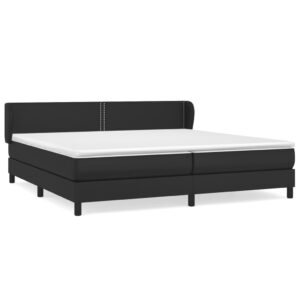 Κρεβάτι Boxspring με Στρώμα Μαύρο 200x200 εκ. Συνθετικό Δέρμα