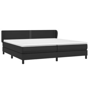 Κρεβάτι Boxspring με Στρώμα Μαύρο 200x200 εκ. Συνθετικό Δέρμα