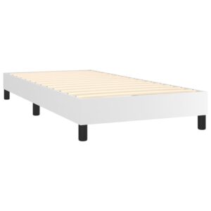 Κρεβάτι Boxspring με Στρώμα Λευκό 90x190εκ. από Συνθετικό Δέρμα