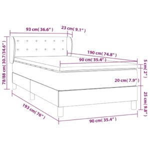 Κρεβάτι Boxspring με Στρώμα Λευκό 90x190εκ. από Συνθετικό Δέρμα