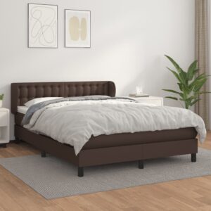 Κρεβάτι Boxspring με Στρώμα Καφέ 140x200εκ. από Συνθετικό Δέρμα