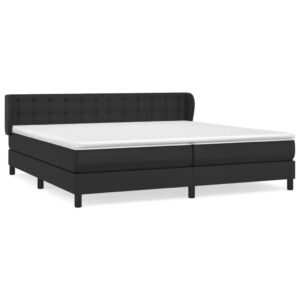 Κρεβάτι Boxspring με Στρώμα Μαύρο 200x200 εκ. Συνθετικό Δέρμα