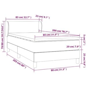 Κρεβάτι Boxspring με Στρώμα Σκούρο Μπλε 80 x 200 εκ. Βελούδινο