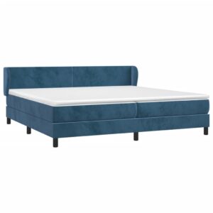 Κρεβάτι Boxspring με Στρώμα Σκούρο Μπλε 200x200 εκ. Βελούδινο