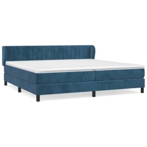 Κρεβάτι Boxspring με Στρώμα Σκούρο Μπλε 200x200 εκ. Βελούδινο