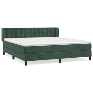 Κρεβάτι Boxspring με Στρώμα Σκούρο Πράσινο 200x200εκ. Βελούδινο