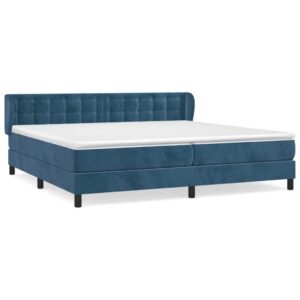 Κρεβάτι Boxspring με Στρώμα Σκούρο Μπλε 200x200 εκ. Βελούδινο