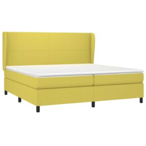 Κρεβάτι Boxspring με Στρώμα Πράσινο 200x200 εκ. Υφασμάτινο